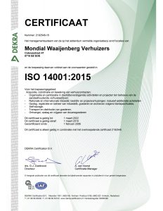 Mondial Waaijenberg Verhuizers behaalt ISO 9001, ISO 14001 en OHSAS 18001 certificaten