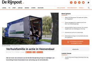 Mondial Movers Waaijenberg Groep in actie voor Verhuisfamilie en stichting present Veenendaal in De Rijnpost